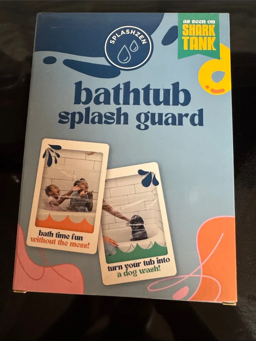 Splash Bathtub Splash Guard in Blue and White - Splash